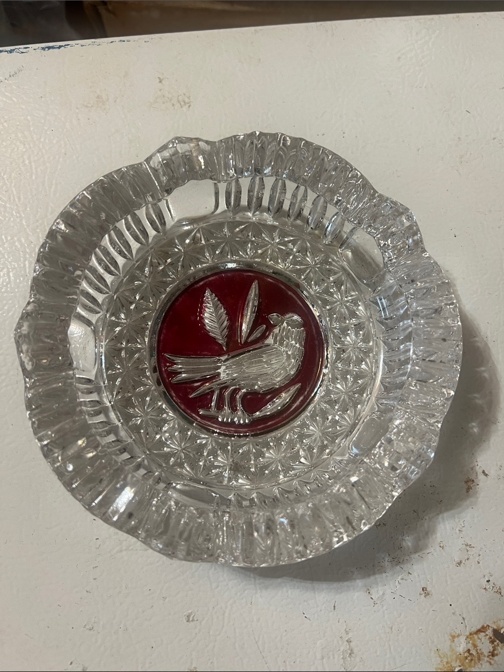 Vintage German Hofbaur Crystal with Red Cardinal